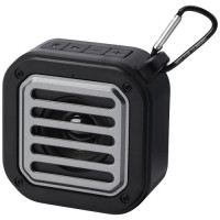 12434790f Solo plastikowy głośnik solarny Bluetooth® IPX5 o mocy 3 W z karabińczykiem wykonany z tworzywa pochodzącego z recyklingu z c